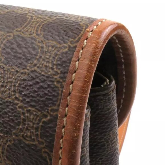 Auth CELINE Macadam Handbag Brown PVC/Leather/Goldtone authentic - Picture 11 of 16